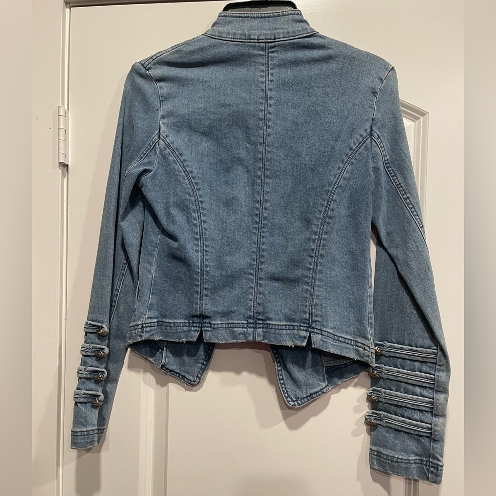 Free People Light Blue Military-Style Jean Jacket - Picture 5 of 14